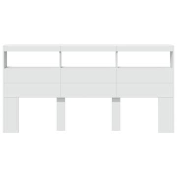 Stylish Headboard Cabinet with LED - Modern White Design