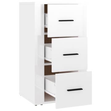 Stylish High Gloss White Sideboard - 40x33x70 cm