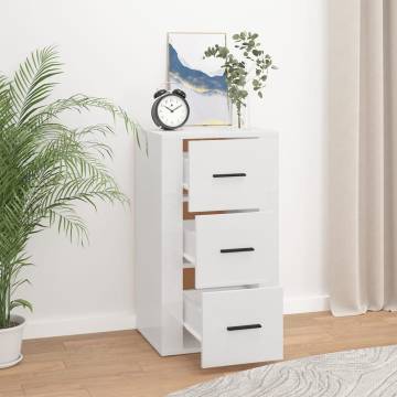 Stylish High Gloss White Sideboard - 40x33x70 cm