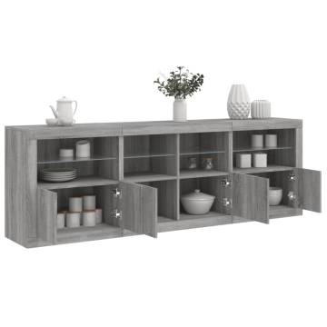 Modern Grey Sonoma Sideboard with LED Lights | HipoMarket