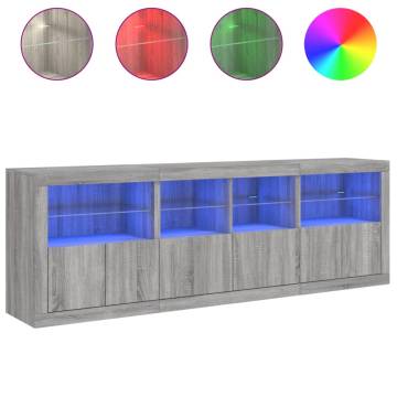 Modern Grey Sonoma Sideboard with LED Lights | HipoMarket