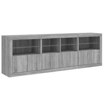 Modern Grey Sonoma Sideboard with LED Lights | HipoMarket