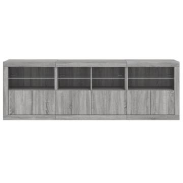 Modern Grey Sonoma Sideboard with LED Lights | HipoMarket