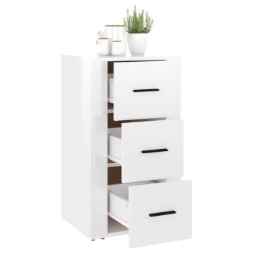 Stylish High Gloss White Sideboard - 40x33x70 cm