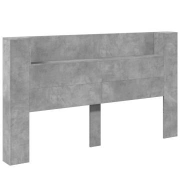 Stylish Headboard Cabinet with LED - Concrete Grey | Hipo Market