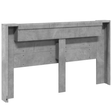 Stylish Headboard Cabinet with LED - Concrete Grey | Hipo Market