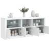 Modern White Sideboard with LED Lights - 162x37x67 cm