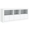 Modern White Sideboard with LED Lights - 162x37x67 cm