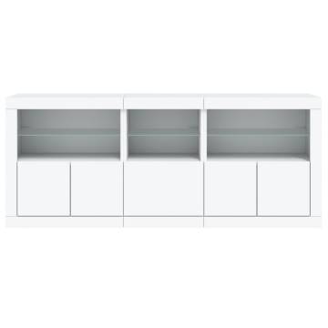 Modern White Sideboard with LED Lights - 162x37x67 cm