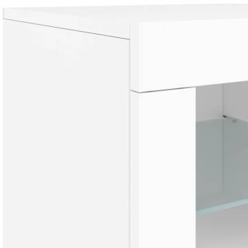 Modern White Sideboard with LED Lights - 162x37x67 cm