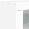 Modern White Sideboard with LED Lights - 162x37x67 cm