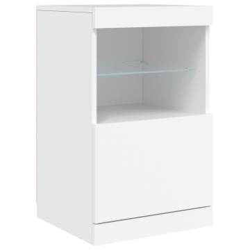 Modern White Sideboard with LED Lights - 162x37x67 cm