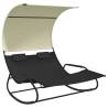 Rocking Double Sun Lounger with Canopy - Black & Cream