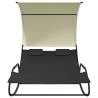 Rocking Double Sun Lounger with Canopy - Black & Cream