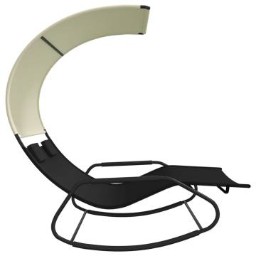 Rocking Double Sun Lounger with Canopy - Black & Cream