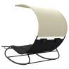 Rocking Double Sun Lounger with Canopy - Black & Cream