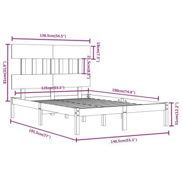 White Solid Wood Bed Frame 135x190 cm Double - HipoMarket