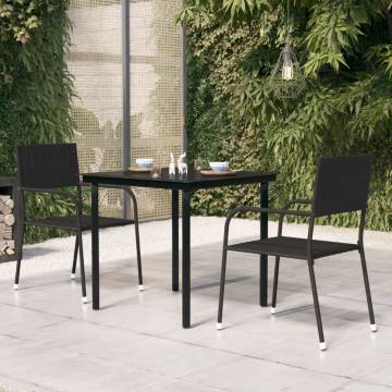 Garden Dining Table Black 80x80 cm - Steel & Glass | HipoMarket