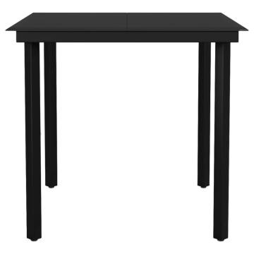 Garden Dining Table Black 80x80 cm - Steel & Glass | HipoMarket