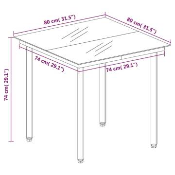 Garden Dining Table Black 80x80 cm - Steel & Glass | HipoMarket