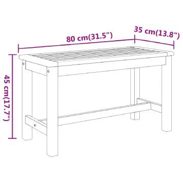 Garden Bench 80x35x45 cm - Solid Acacia Wood | Hipo Market