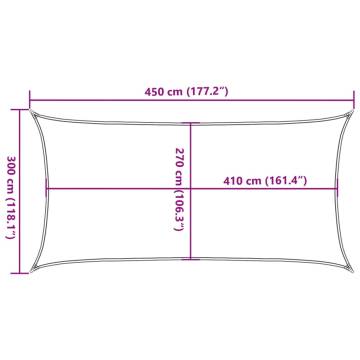 Sunshade Sail 3x4.5m Rectangular Sand - Durable HDPE Protection