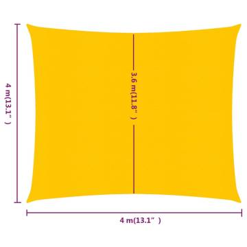 Yellow Sunshade Sail 4x4 m | HDPE UV Protection