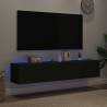 Stylish TV Wall Cabinets with LED Lights - 2 pcs Black