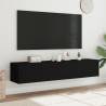 Stylish TV Wall Cabinets with LED Lights - 2 pcs Black