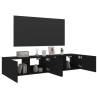 Stylish TV Wall Cabinets with LED Lights - 2 pcs Black