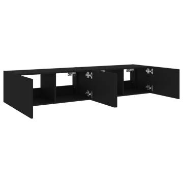 Stylish TV Wall Cabinets with LED Lights - 2 pcs Black