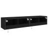 Stylish TV Wall Cabinets with LED Lights - 2 pcs Black