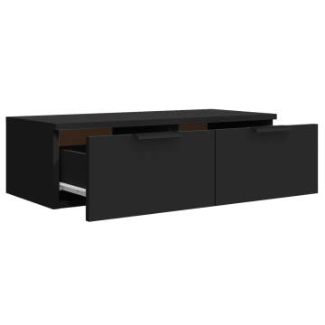 Stylish Black Wall Cabinet - 68x30x20 cm Engineered Wood