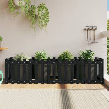 Garden Raised Bed with Fence Design - Black 200x50 cm