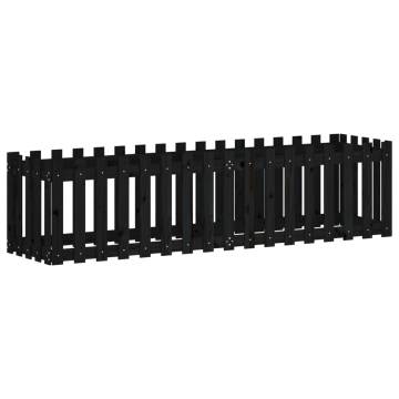 Garden Raised Bed with Fence Design - Black 200x50 cm