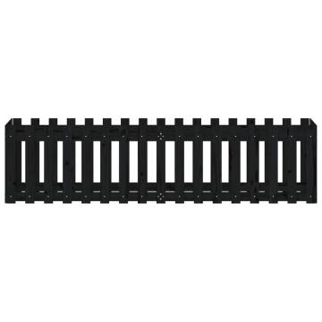 Garden Raised Bed with Fence Design - Black 200x50 cm