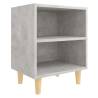 Scandinavian Bed Cabinet with Solid Wood Legs - Concrete Grey