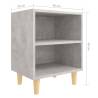 Scandinavian Bed Cabinet with Solid Wood Legs - Concrete Grey