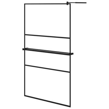 Modern Walk-in Shower Wall with Shelf Black 115x195 cm | HipoMarket