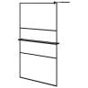 Modern Walk-in Shower Wall with Shelf Black 115x195 cm | HipoMarket