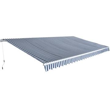 Folding Awning 600 cm Manual-Operated Blue & White