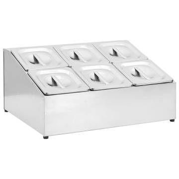 Gastronorm Container Holder with 6 GN 1/6 Pans - Stainless Steel