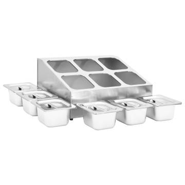 Gastronorm Container Holder with 6 GN 1/6 Pans - Stainless Steel