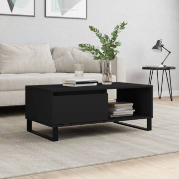 Elegant Black Coffee Table | Engineered Wood 90x50x36.5 cm