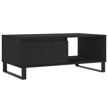 Elegant Black Coffee Table | Engineered Wood 90x50x36.5 cm