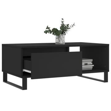 Elegant Black Coffee Table | Engineered Wood 90x50x36.5 cm