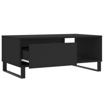 Elegant Black Coffee Table | Engineered Wood 90x50x36.5 cm