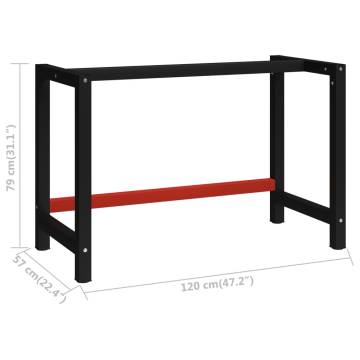 Metal Work Bench Frame 120x57x79 cm - Black & Red