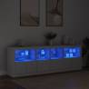 Modern White Sideboard with LED Lights - 202x37x67 cm