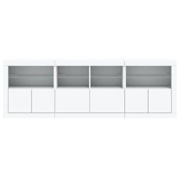 Modern White Sideboard with LED Lights - 202x37x67 cm